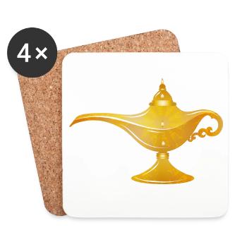 goldene orientalische Wunderlampe oder Öllampe - Untersetzer (4er-Set) - Weiß - Vorne