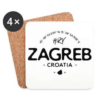 Zagreb Croatia Distressed Heart Logo - Coasters (set of 4) - white - Front
