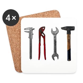 Pince marteau Craftsman pour illustration d’outils - Dessous de verre (lot de 4) - blanc - Devant
