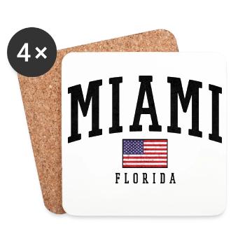 Miami Flag Distressed Typography Florida - Coasters (set of 4) - white - Front