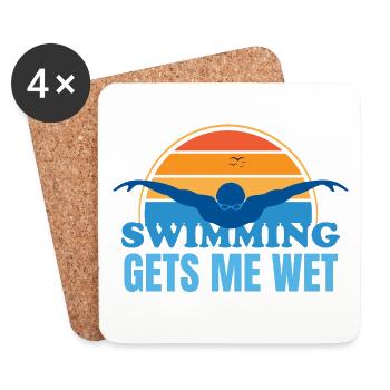 Swimming Gets Me Wet - Coasters (set of 4) - white - Front