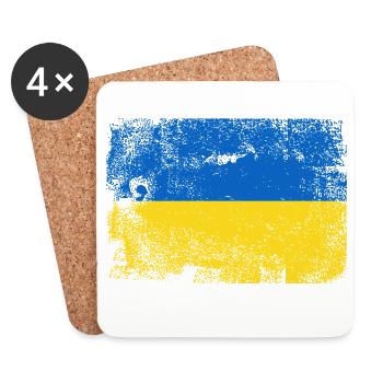 Brushed Ukrainian Flag Palette - Coasters (set of 4) - white - Front
