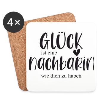 Nachbarin Geschenk Glück Nachbar Danke - Untersetzer (4er-Set) - Weiß - Vorne