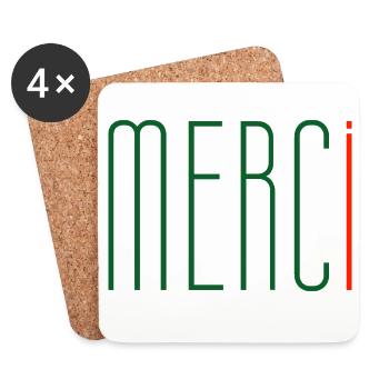MERCi, Thank You In French - Coasters (set of 4) - white - Front