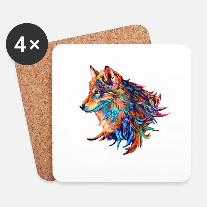 Wolf - Untersetzer (4er-Set) - Weiß