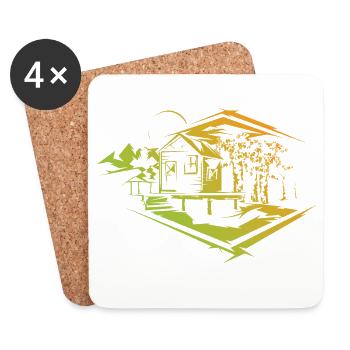 Natur Farben Symbol Logo icon Haus Design Park - Untersetzer (4er-Set) - Weiß - Vorne