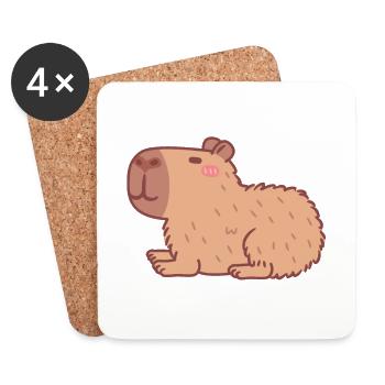 Cute Resting Capybara Doodle - Coasters (set of 4) - white - Front