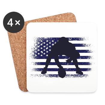American Football Fan Jersey Shirt USA Flag - Coasters (set of 4) - white - Front
