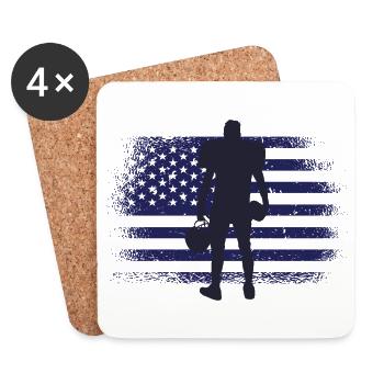 American Football Fan Jersey Shirt USA Flag - Coasters (set of 4) - white - Front
