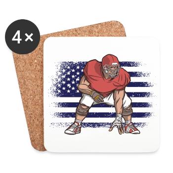 American Football Fan Jersey Shirt USA Flag - Coasters (set of 4) - white - Front