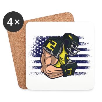 American Football Fan Jersey Shirt USA Flag - Coasters (set of 4) - white - Front
