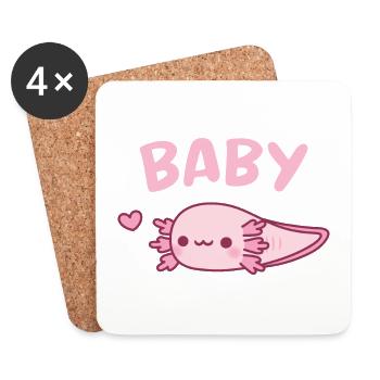 Mignon Axolotl Bébé Larve - Dessous de verre (lot de 4) - blanc - Devant