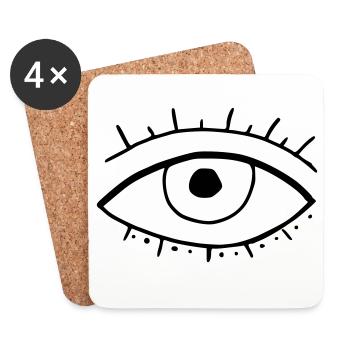 Oeil - Dessous de verre (lot de 4) - blanc - Devant