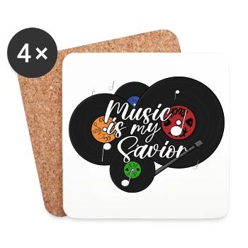 Music is my Savior - Untersetzer (4er-Set) - Weiß - Vorne