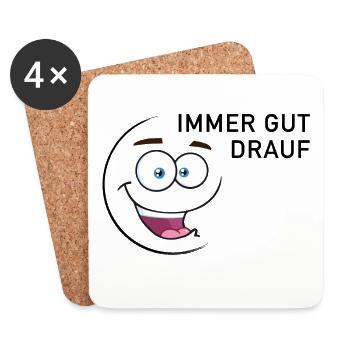Immer gut drauf | smiley - Untersetzer (4er-Set) - Weiß - Vorne