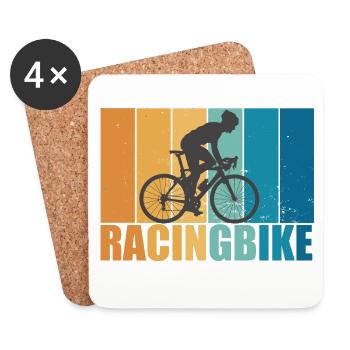 Road Bike Vintage Retro Cycling Bike Gift - Coasters (set of 4) - white - Front