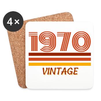 année de naissance, 1970, année 70, vintage - Dessous de verre (lot de 4) - blanc - Devant