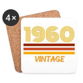 1960, year of birth, I am vintage - Coasters (set of 4) - white - Front
