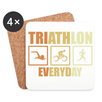 Routine de triathlon à vélo - Dessous de verre (lot de 4) - blanc - Devant