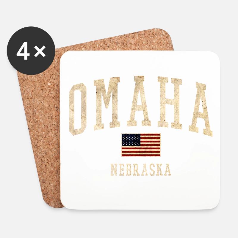 Omaha Nebraska Vintage Patch - Untersetzer (4er-Set) - Weiß