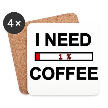 I Need Coffee low energy - Coasters (set of 4) - white - Front