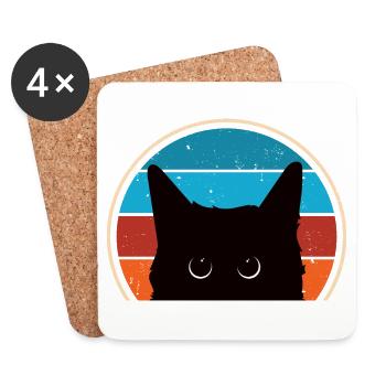 Lustige Katze Blick - Untersetzer (4er-Set) - Weiß - Vorne