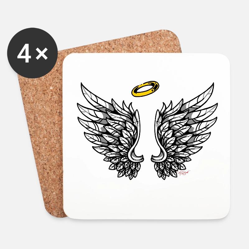 Flügel Engelsflügel Wings Engelchen - Untersetzer (4er-Set) - Weiß