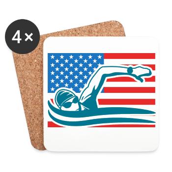 Drapeau de Swimming USA - Dessous de verre (lot de 4) - blanc - Devant