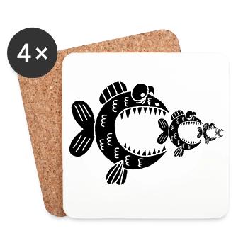 Black fish and the food chain - Coasters (set of 4) - white - Front