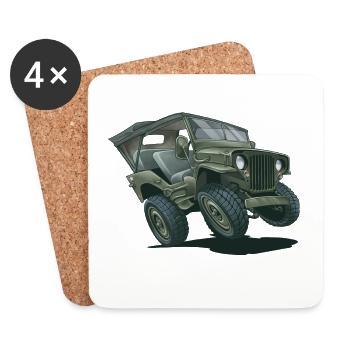 Willys MB Offroader 4x4 ROOFTOP Oldtimer Us Army - Untersetzer (4er-Set) - Weiß - Vorne