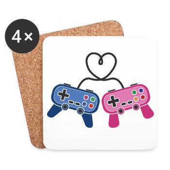 Gaming Gamer Paar Männer Frauen Valentinstag - Untersetzer (4er-Set) - Weiß - Vorne
