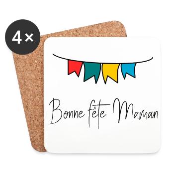 BONNE FÊTE MAMAN. MAMAN. FÊTE DES MÈRES. JE T'AIME - Dessous de verre (lot de 4) - blanc - Devant