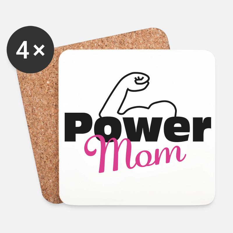 Power Mom schwarz-pink - Untersetzer (4er-Set) - Weiß