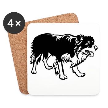 Border Collie - Dessous de verre (lot de 4) - blanc - Devant