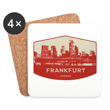 Frankfurt Skyline Rot Badge - Untersetzer (4er-Set) - Weiß - Vorne