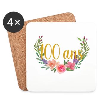 Anniversaire fleurs 100 ans - Dessous de verre (lot de 4) - blanc - Devant