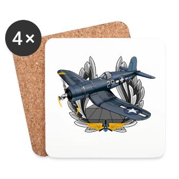 F4U Corsair - Untersetzer (4er-Set) - Weiß - Vorne