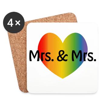 Regenbogen Mrs and Mrs 2 rainbow Herz - Untersetzer (4er-Set) - Weiß - Vorne
