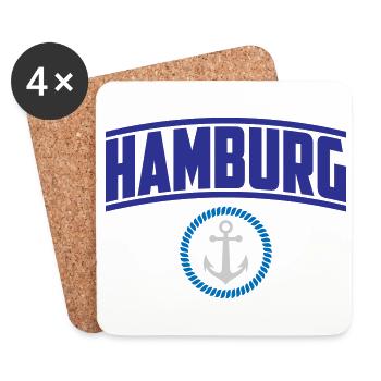 Hamburg, Anker Hafen | Farben änderbar - Untersetzer (4er-Set) - Weiß - Vorne