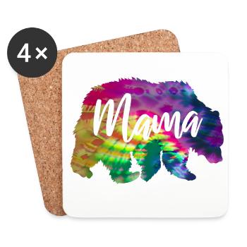Mamabär Bärin Tie Dye Batik Bär - Untersetzer (4er-Set) - Weiß - Vorne