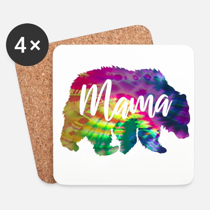 Mamabär Bärin Tie Dye Batik Bär - Untersetzer (4er-Set) - Weiß