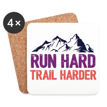 Run Hard. Trail Harder. - Coasters (set of 4) - white - Front