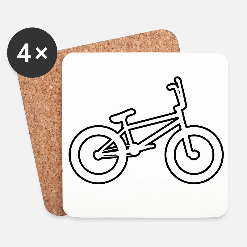 BMX Rad Zeichnung - Untersetzer (4er-Set) - Weiß