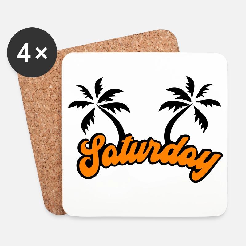 Saturday Das Wochenende Design - Untersetzer (4er-Set) - Weiß