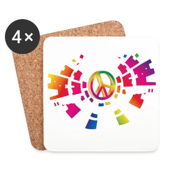 buntes Peace Zeichen für die Festival Saison - Untersetzer (4er-Set) - Weiß - Vorne