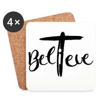 Believe im Kreuz - Untersetzer (4er-Set) - Weiß - Vorne