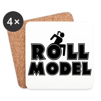 Female wheelchair user is a role model * - Coasters (set of 4) - white - Front