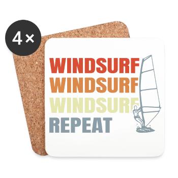 Windsurfen Vintage Look - Untersetzer (4er-Set) - Weiß - Vorne