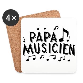 Cadeau Harmonieux : Papa Musicien ! - Dessous de verre (lot de 4) - blanc - Devant