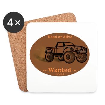 Truck „Wanted“ - Untersetzer (4er-Set) - Weiß - Vorne